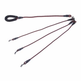 犬用多頭引きリード リード 3頭引き 丸ひも二頭引き ダブルリード ペットリード 犬猫兼用 散歩小型 中型犬 多頭飼い 絡まない ペット リード付き ペット用品 おしゃれ 可愛い かわいい お出掛け 散歩グッズお出かけ人気 (ブラック+レッド)