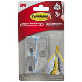 Command 17031SS-4EF Small Stainless Steel Metal Hooks, One Size