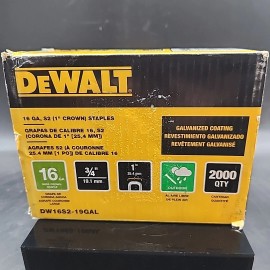 DeWalt 16 Gauge S2 3/4" x 1" Crown Staples 2000 ct Box