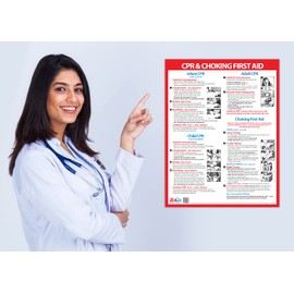 CPR Poster - Heimlich Maneuver Restaurant Sign - Laminated, 17 x 22 inches - Infant, Child, Adult CPR and Choking First Aid Poster - School Nurse Office Decor