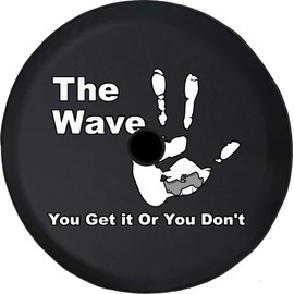 Funny Spare Tire Wheel Cover for Camper SUV Trailer Truck RV JP Thick PVC Leather | The Wave Get it or Don't Club Black 32 Inch with Backup Camera Hole