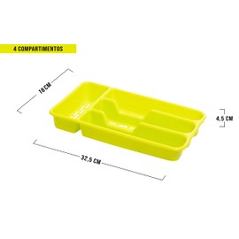 Cutlery Tray for Drawer with 4 or 5 Compartments with Holes BPA FREE, Covered Organizer with Compartments Dishwasher Safe Drawer Dividers for Kitchen 32cm (4 Compartments, Green)