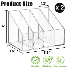 ELFULLY 2 Pack Drink Packet Organizers, Clear Acrylic Water Flavor Packet Storage, 4 Compartments Sugar Packet Holder, Tea Bag Holders for Kitchen Drink Station Refrigerator Organizers Bins Cabinets