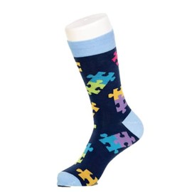 Puzzle Pieces Fun Men's Crew Socks Fits Shoe Size 7-12