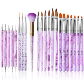 EBANKU 22PCS UV Gel Nail Brush Set, Nail Art Tips Builder Brush Nail Painting Brush Pen Nail Art Dust Remover Brushes Powder Nail Art Design for Women Girls