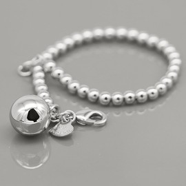 Meilanduo 925 Sterling Silver Women's 4MM/6MM Italian Bead Chain Bracelet with Ball/Heart Charm, Handmade Bead Italian Bracelet, Sizes 5.1" to 8.3" Inch for Women Girls, 6MM 7.9", Sterling Silver , no