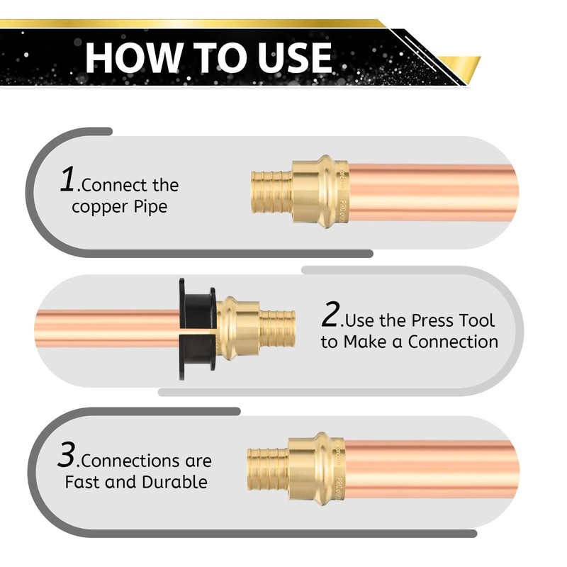 (5-PACK) FOSKAN 3/4 inch Press x 1 inch PEX Crimp,Brass