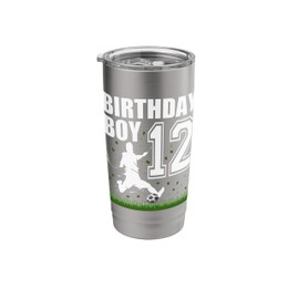 12 Year Old Soccer Birthday Party Theme 12th Gift For Boy Stainless Steel Insulated Tumbler