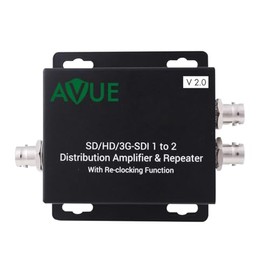 AVUE 3G-SDI/HD-SDI/SDI 1 to 2 Distribution Repeater & Extender with Re-clocking Function, Broadcasting Grade