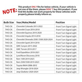 LASFIT 7443CK LED Bulb 7444CK ONLY for CK socket for 2019-2025 Ram 1500, for 2018-2024 Jeep Wrangler, Switchback Amber/White CANBUS LED Turn Signal Light Error Free Anti Blinker Bulb Hyper Flash(2pcs)