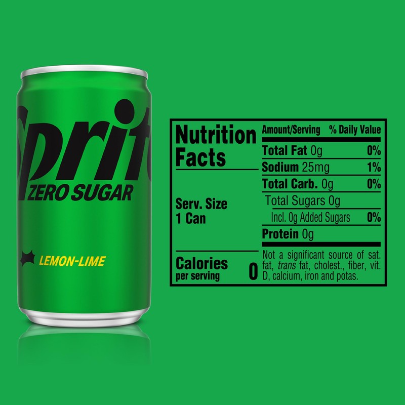 Sprite Zero Sugar Lemon Lime Diet Soda Pop Soft Drinks,