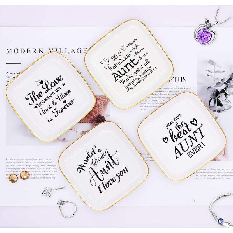 Littlefa To My Aunt Saying Ceramic Ring Dish Decorative Jewelry