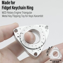 FREELOVE Rotary Engine Keychain Spinner Fidget Ring Toy, Metal Key Flipping Toy for Car Keys Karambit for Adults Teens, Big Bearing Mechanical Sound Kinetic EDC, Autism Sensory ADHD Anxiety, Silver