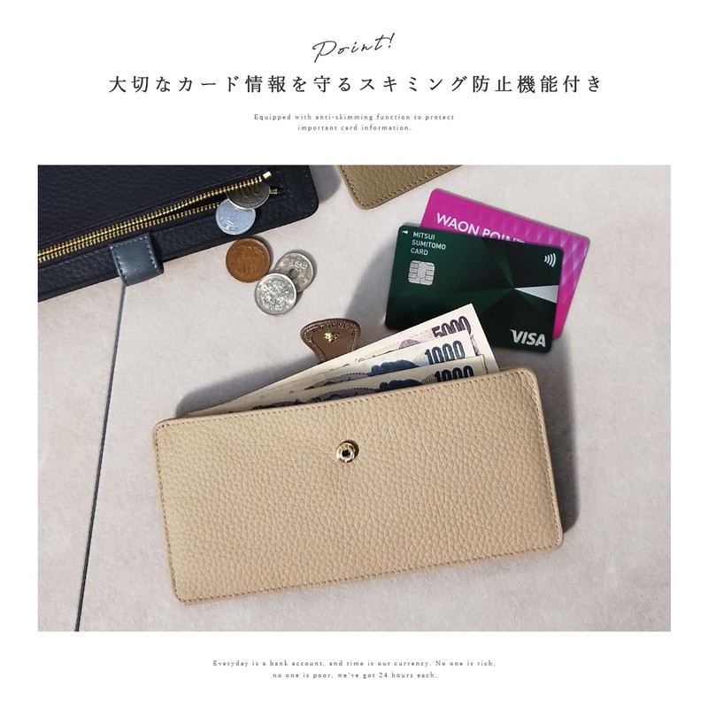 Giselle Women's Long Wallet, Slim, Lightweight, Ultra Thin, Genuine Leather,
