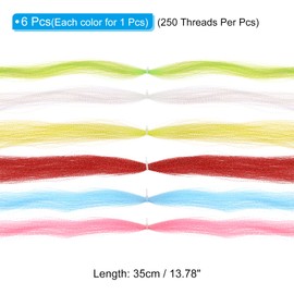 PATIKIL Crystal Flash Fly Fishing Line Fly Tying Material, 6Pcs 250 Strands Dry Flies Decorating Accessories for Making Fishing Hook Lure Flies, 6 Colors