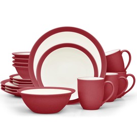 Noritake Colorwave Raspberry 16-Piece Set - Curve, Service for 4 in Raspberry/Red