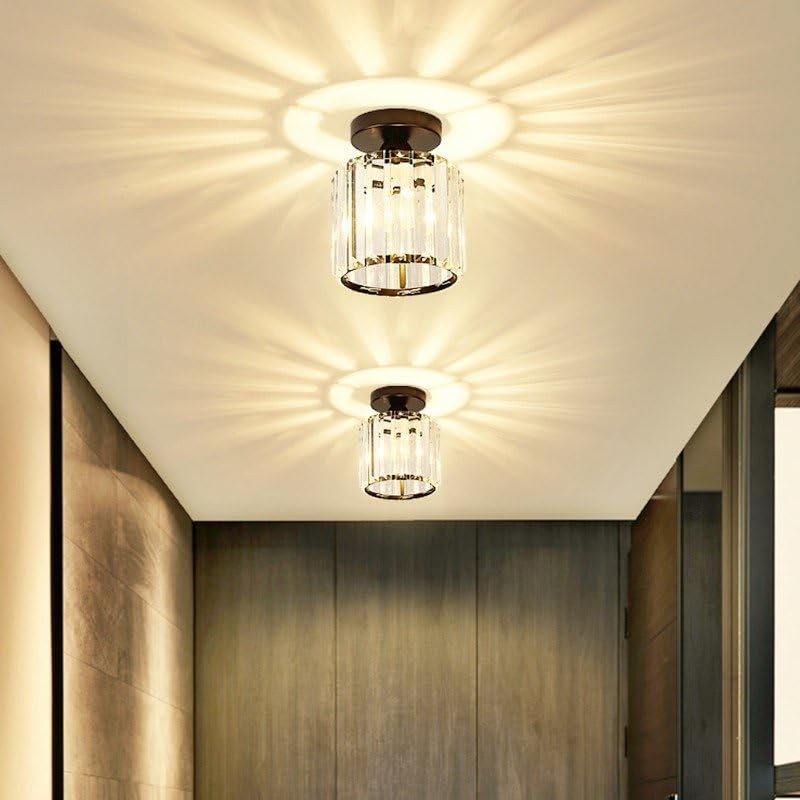 Vinilky Modern Crystal Chandelier Ceiling Light, Flush Lighting Fixture Ceiling