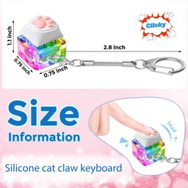 Fidget Keyboard Toys,Cat's paw Keychain with LED Light Stress Relief Toys for Adults and Kids,Finger Keyboard Keychain Fidget Clicker Toys,Executive Desk Toys,ADHD Toys,Adult Gifts.