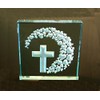 Cross & Hearts: Hand Carved Etched Glass Paperweight