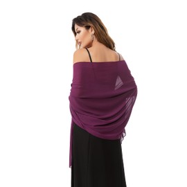 Gzcvba Chiffon Shawls Scarves Wraps for Bridal Wedding Party Evening Dress and Special Occasion Dresses Women Large Sparkly Shawl (Plum B, 74.8 * 27.6in)