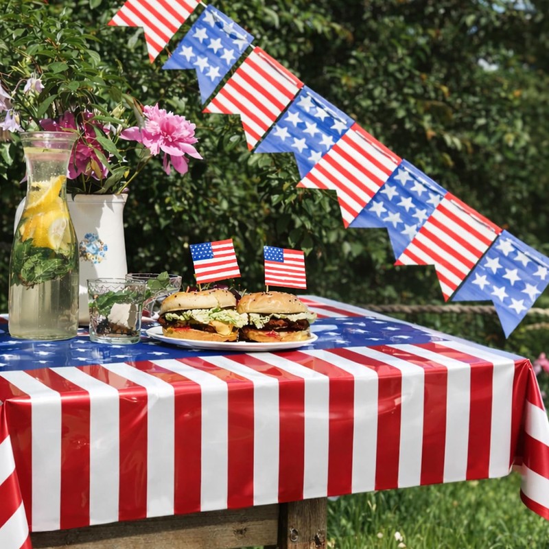 Actilize 4th of July Decorations, 3 Pack Patriotic Tablecloth -