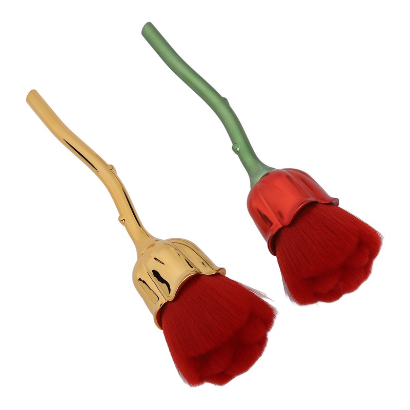 2pcs Rose Shape Nail Brush Dust Removal Thickened Die Cast