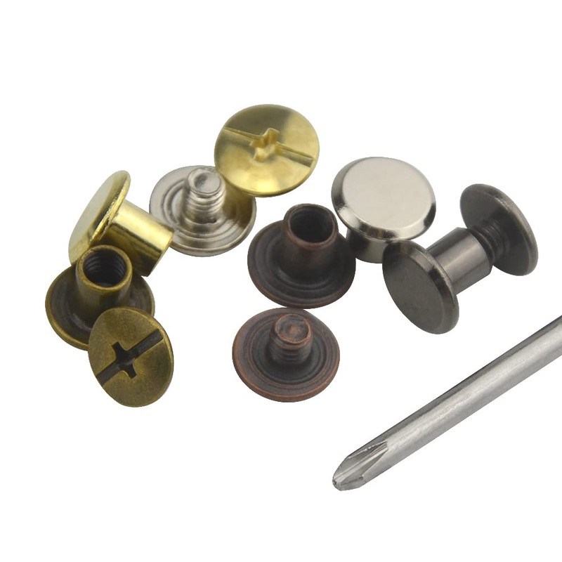 XINMEIWEN 100 Sets Chicago Screws Assorted Kit Double-Sided Leather Screw