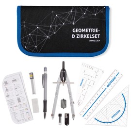 Compass and maths set, 12 pieces, blue