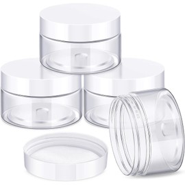 Triko Set de 4 Tarros Redondos de Plástico para Viaje de 30ml, Tarros con Tapas para Almacenamiento a Prueba de Fugas, Recipientes para Maquillaje, Cremas Faciales, Aceites, Pomadas
