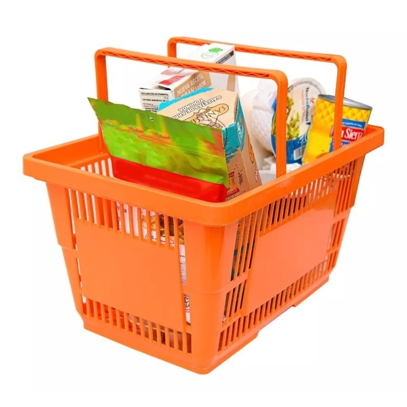 Exhivit Canastilla Plastica Apilable De Mano Para Supermercado Paq5