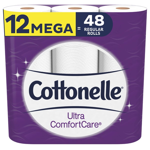 Cottonelle Ultra ComfortCare Toilet Paper, Beige,12 Mega Rolls Soft Bath Tissue (12 Mega Rolls = 48 Regular Rolls), 3408 Count