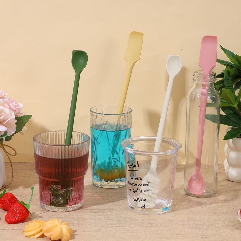 TIESOME 4 Pcs Mini Silicone Jar Spatula, Multifunctional Small Scrapers