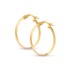 Amberta Italian 9ct Gold Hoop Earrings for Women | 9ct Gold Earrings 375| Gold Sleeper Earrings for Women 9ct: 20 mm