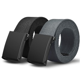LOCCY Pack of 2 Canvas Belts, Canvas Unisex Belt, Canvas Tactical Belt, Canvas Belt for Men, Adjustable Canvas Belt, Black B+Dark Grey B