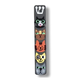 Cat Mezuzah, Children's Scroll Case, Hand Painted Wood, Door Blessing (Gray, With Kosher Scroll)