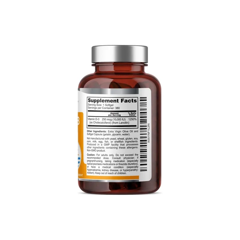 Health Genesis Vitamina D3 10000 Iu 380 Cápsulas Blandas
