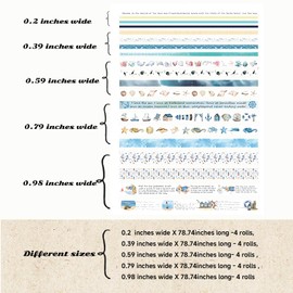 Fulbrio Arts Vintage Ocean Washi Tape Set - 20 Rolls for Scrapbooking, Journaling, Colored Tape,and Gift Wrapping - Decorative Tapes and Bullet Journal Supplies (Retro Ocean)