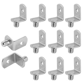 Jamiikury 24pcs L-Shaped Shelf Support Pegs, 1/4 Inch Shelf Bracket Pegs with Hole, Silver Bracket Style Shelf Pegs, Nickel Plated Metal Shelf Pins Holders for Shelves Cabinet Closet - 24pcs, 6.35mm