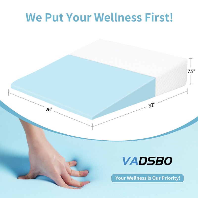 VADSBO Wedge Pillow, Bed Wedge Pillows for Sleeping, Snoring, Back