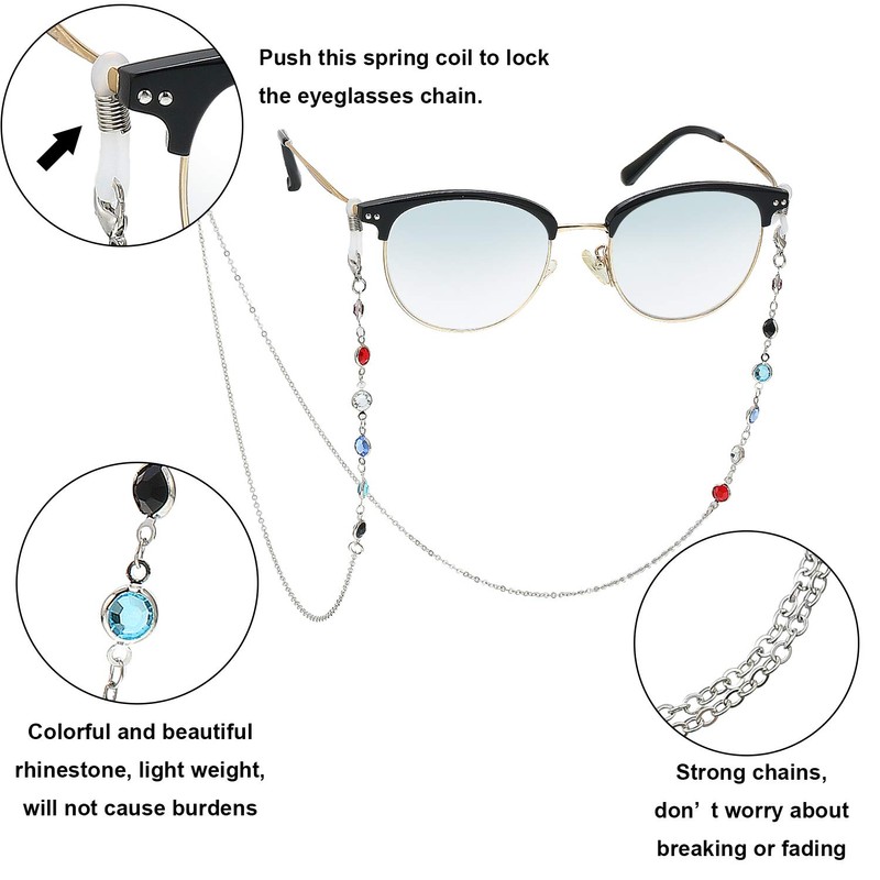 Frienda 6 Pieces Eyeglass Chains Elegant Eyewear Retainer Beaded Eyeglass