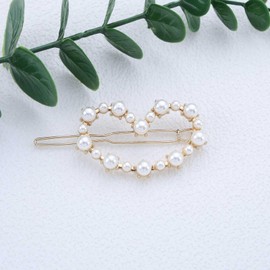 Iaceble Boho Gold Pearl Heart Hair Barrette Pin Hollow Hairpin Clips Decorative Hair Accessories for Women and Girls Headdress(Heart Shaped)