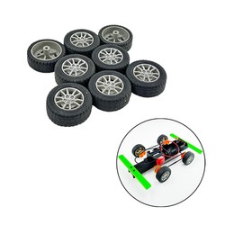 8PCS Toy Car Wheels Model Car Rubber Tire Wheel with Round Shaft Axles for RC Car Truck Robot DIY Model Toy Wheel Replace Parts (2x28mm)