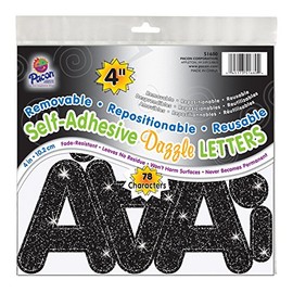 Pacon 4" Self-Adhesive Uppercase Letters, 78-Count, Black Dazzle (51680)