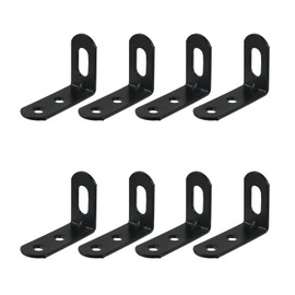MY MIRONEY 8PCS Black Slotted L Brackets Hardware Adjustable Slotted L Brackets Metal Corner Braces L Shaped Joint Right Angle Shelf Support Bracket with Screws, 0.71" x 2.01" x 1.38"