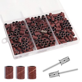 210Pcs Sanding Bands for Nail Drill, Nail Sanding Bands with 2 Nail Drill Bits, 80#120#180# Grit Nail Files with Boxed, Drill Bits Nails for Manicure Pedicure