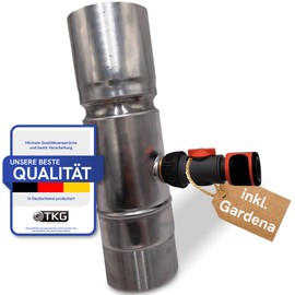 Indiva Rainwater Collector 87 mm Zinc Rain Collector for Downpipes DN87, with Hose & Water Connection, Rain Thief for Rain Butt, Cistern & Waterproof, Weatherproof, Durable