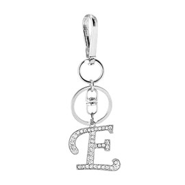 Rohans Womens Silver Plated Alloy Car Key Ring with Crystal Rhinestone Alphabet Initial Letter Keychain (E)