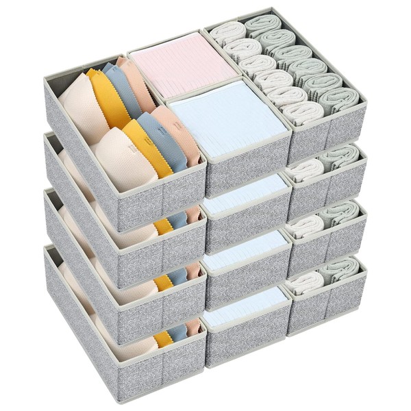 DIMJ Drawer Organizers for Clothing, Set of 16 Dresser Drawer