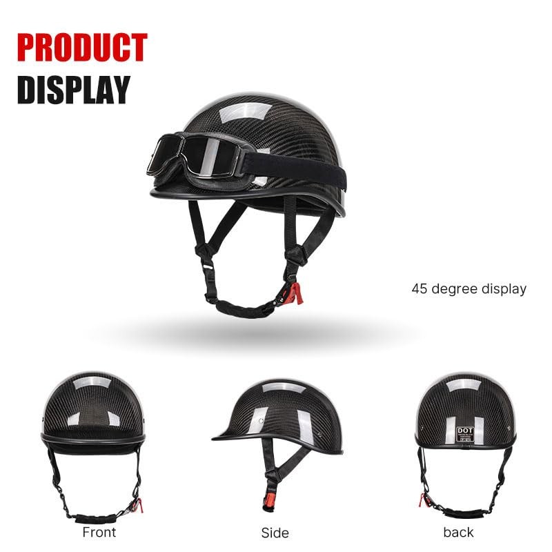 Vintage Motorcycle Half Shell Lightweight Carbon Fiber Open Face Helmets