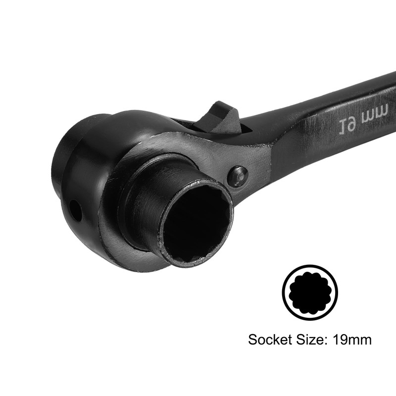 sourcing map 19 x 22mm 12-Point Scaffold Podger Ratchet Spanner